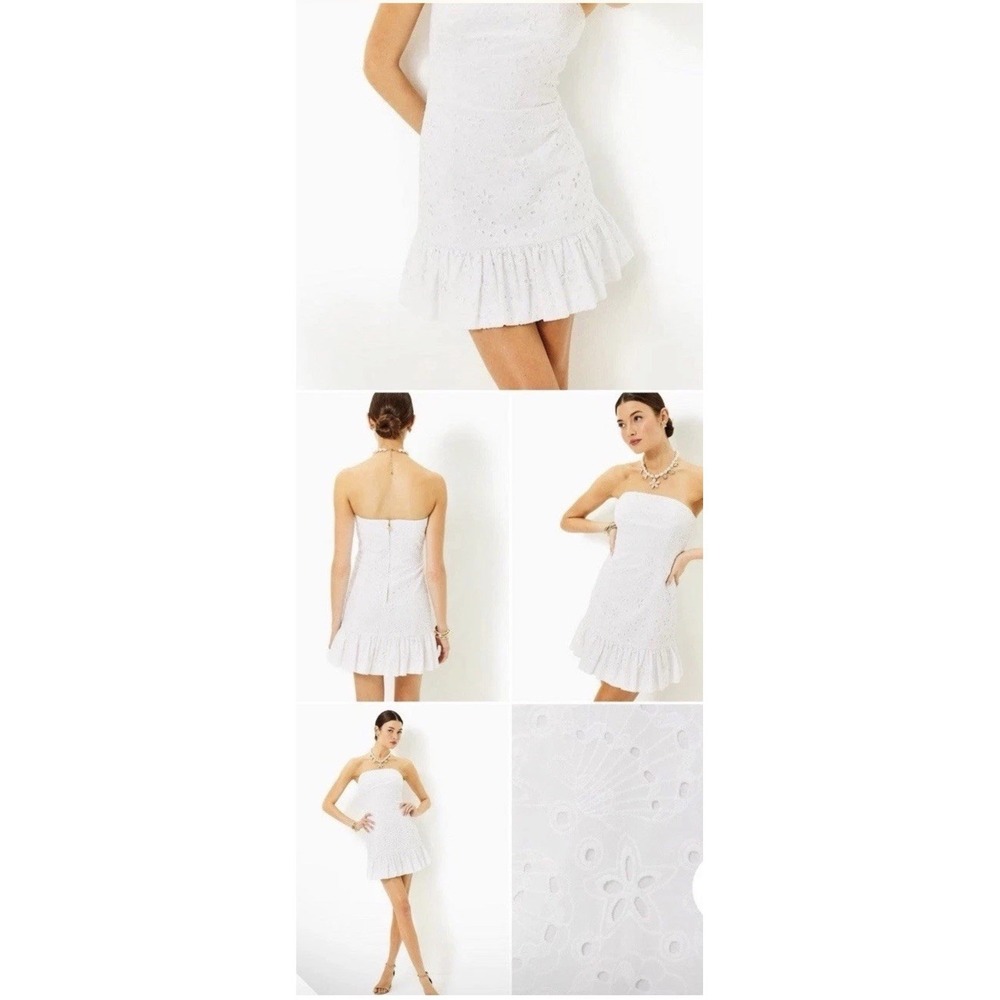 Lilly Pulitzer Adorie White Strapless Eyelet Dress Resort Beach Cruise New 8 - Picture 8 of 8